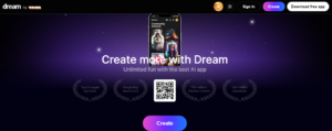 Dream.ai Website Screeshot - by WOMBO