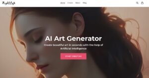 Website Screenshot NightCafe.Studio to generate an AI-powered artwork